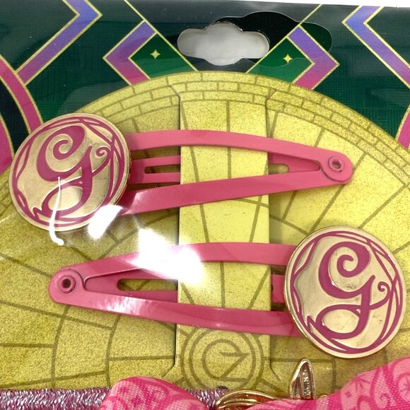 Wicked Hair Accessory Set Glinda Or Elphaba Clips Scrunchie Hair Ties Pink Green - Picture 4 of 11